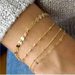 Gold 14k Gold Plated 4pc Bracelet Set